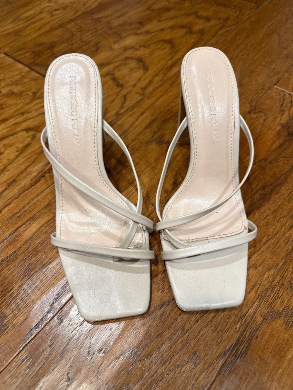 Princess Polly natural cream heel sandals